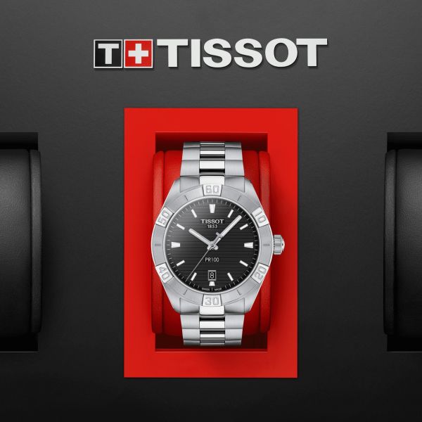 Tissot PR 100 Sport Quartz Black Dial Stainless Steel Strap Watch For Men - T101.610.11.051.00
