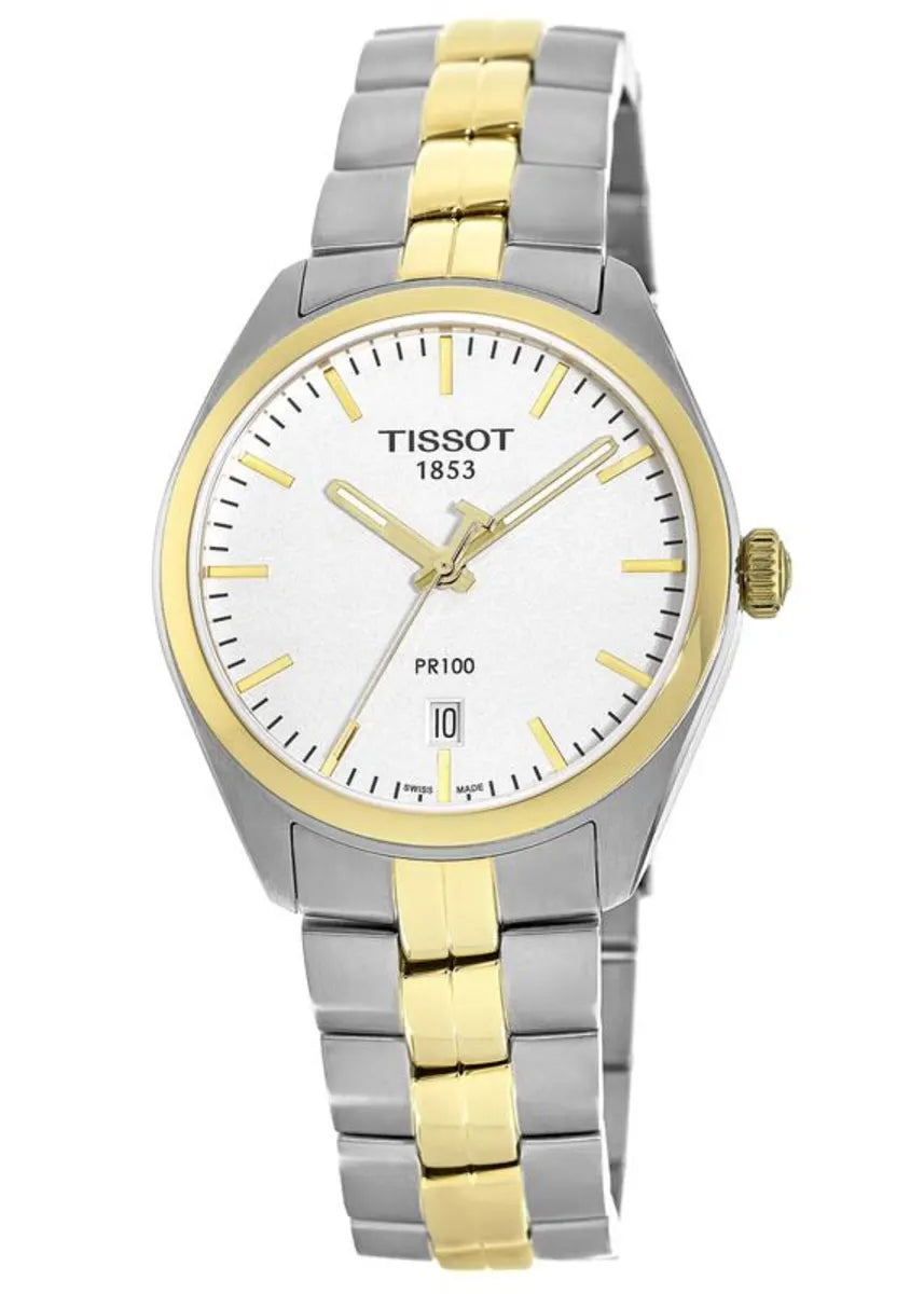 Tissot T Classic PR 100 White Dial Two Tone Steel Strap Watch for Men - T101.410.22.031.00