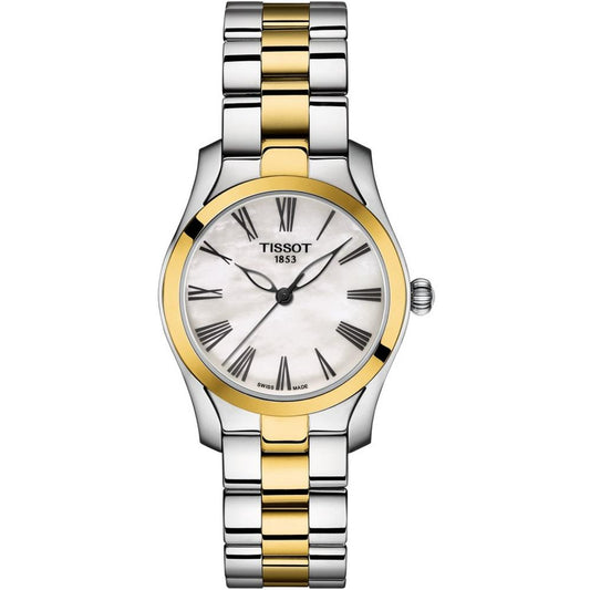 Tissot T Wave Lady Quartz White Dial Two Tone Stainless Steel Watch For Women - T112. 210. 22. 113. 00