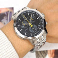 Tissot PRC 200 Chronograph Black Dial Silver Steel Strap Watch For Men - T114.417.11.057.00