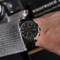 Tissot PRC 200 Chronograph Black Dial Black Steel Strap Watch For Men - T114.417.33.057.00