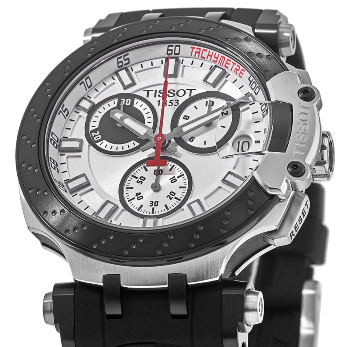 Tissot T Race Chronograph White Dial Black Silicon Strap Watch For Men - T115.417.27.011.00