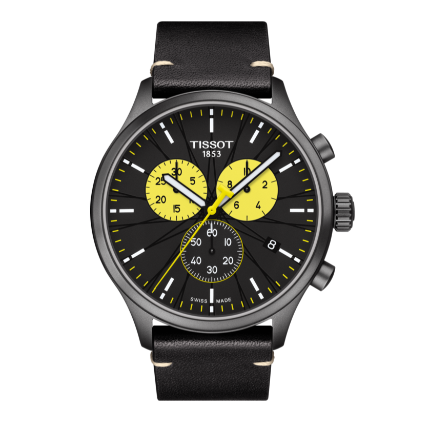 Tissot Chrono XL Tour De France Special Edition Black Dial Black Leather Strap Watch for Men - T116.617.36.051.11