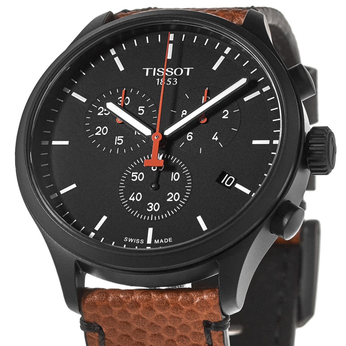 Tissot Chrono XL NBA Special Edition Black Dial Brown Leather Strap Watch for Men - T116.617.36.051.12