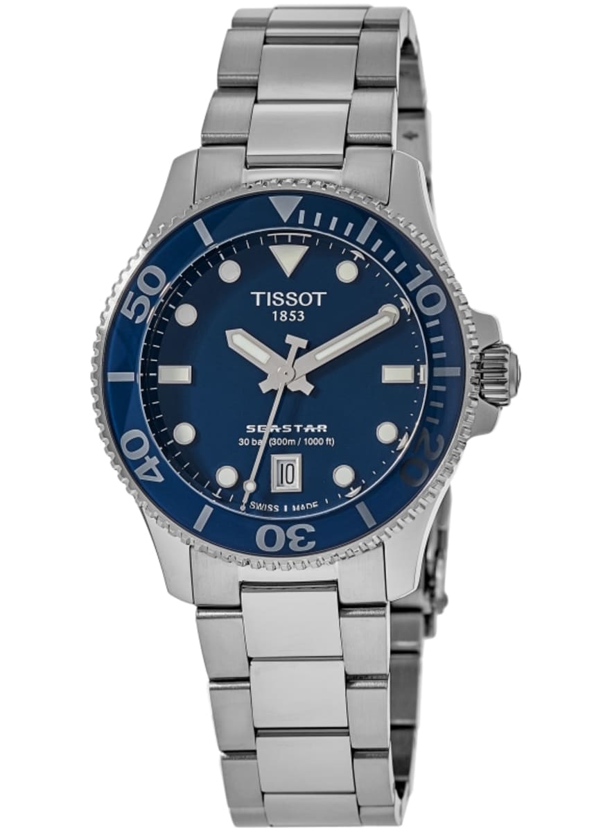 Tissot Seastar 1000 Blue Dial Silver Steel Strap Watch For Women - T120.210.11.041.00