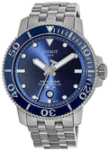 Tissot T Sport Seastar 1000 Powermatic Silicum Blue Dial Stainless Steel Strap Watch For Men - T120.407.11.041.01