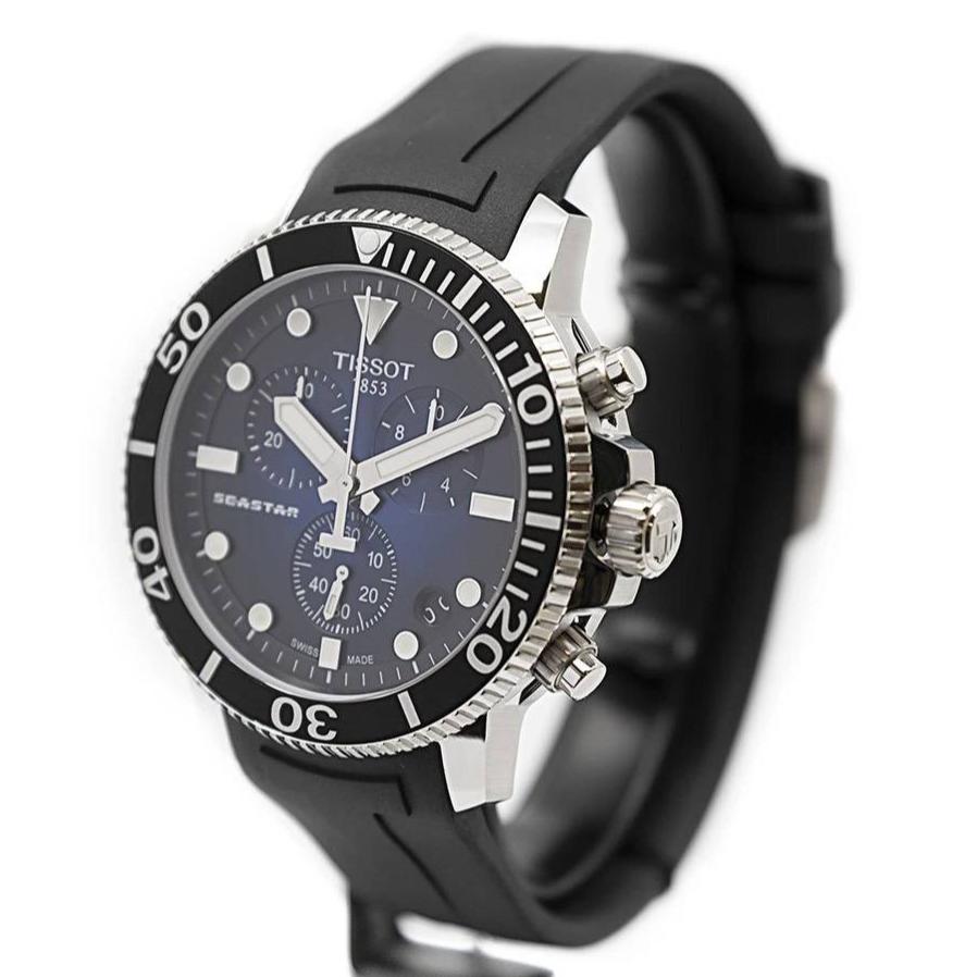 Tissot Seastar 1000 Chronograph Blue Dial Black Rubber Strap Watch For Men - T120.417.17.041.00