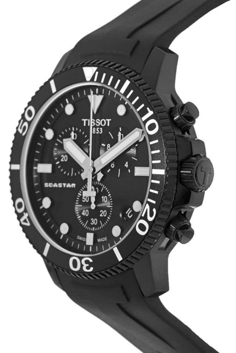 Tissot Seaster 1000 Chronograph Black Dial Black Rubber Strap Watch For Men - T120.417.37.051.02