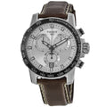 Tissot Supersport Chrono Silver Dial Brown Leather Strap Watch for Men - T125.617.16.031.00