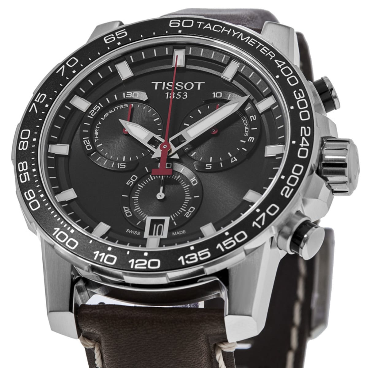 Tissot Supersport Chrono Black Dial Brown Leather Strap Watch for Men - T125.617.16.051.01