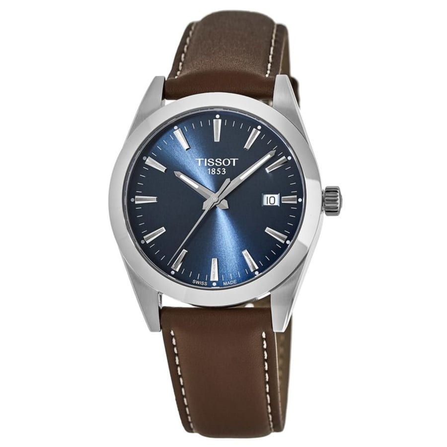 Tissot Gentleman Blue Dial Brown Leather Strap Watch For Men - T127.410.16.041.00