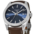 Tissot Gentleman Blue Dial Brown Leather Strap Watch For Men - T127.410.16.041.00