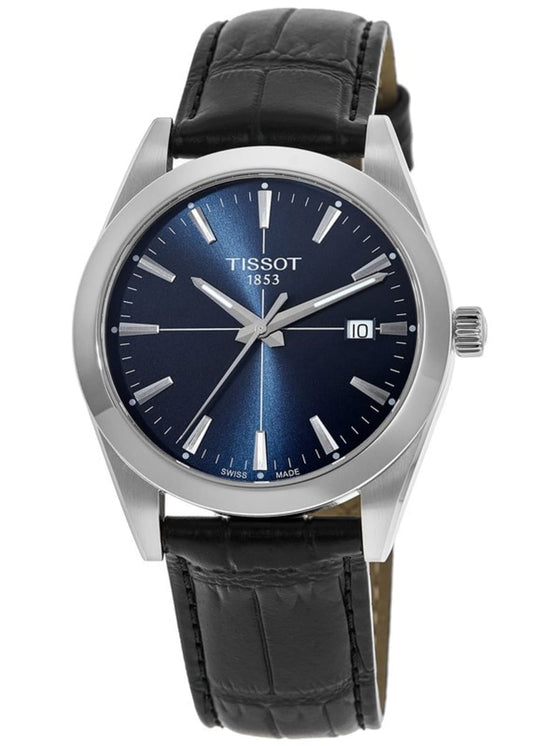 Tissot Gentlemen Blue Dial Black Leather Strap Watch for Men - T127.410.16.041.01