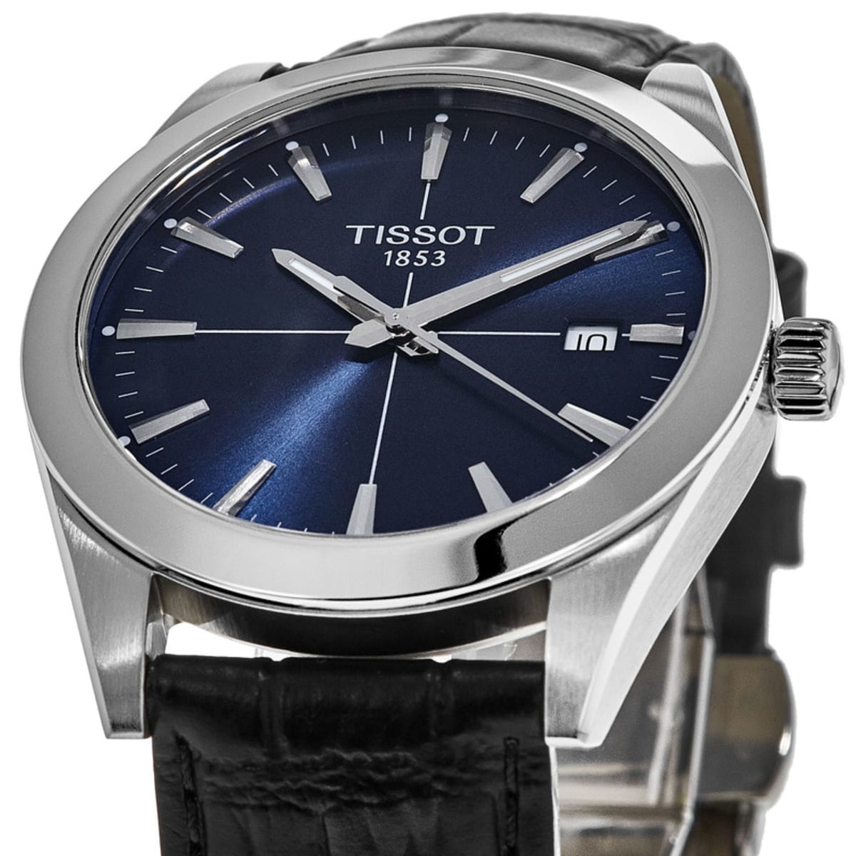 Tissot Gentlemen Blue Dial Black Leather Strap Watch for Men - T127.410.16.041.01