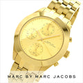 Marc Jacobs Peeker Chronograph Gold Dial Gold Stainless Steel Strap Watch for Women - MBM3393