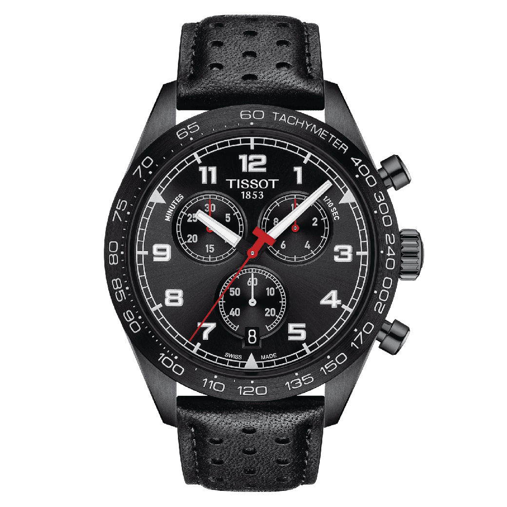 Tissot T Sport PRS 516 Chronograph Black Dial Black Leather Strap Watch for Men - T131.617.36.051.00