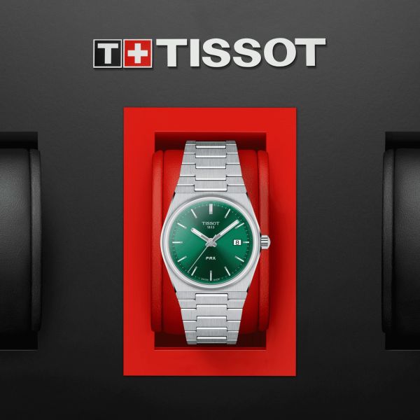 Tissot PRX Green Dial Silver Steel Strap Watch for Women - T137.210.11.081.00