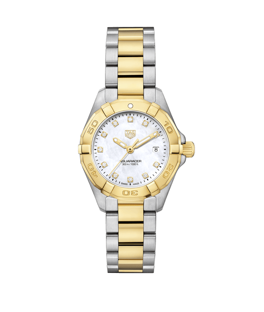 Tag Heuer Aquaracer Quartz Diamonds Mother of Pearl Dial Two Tone Steel Strap Watch for Women - WBD1423.BB0321