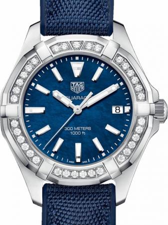 Tag Heuer Aquaracer 35mm Quartz Blue Dial Blue Textile Strap Watch for Women - WAY131N.FT6091