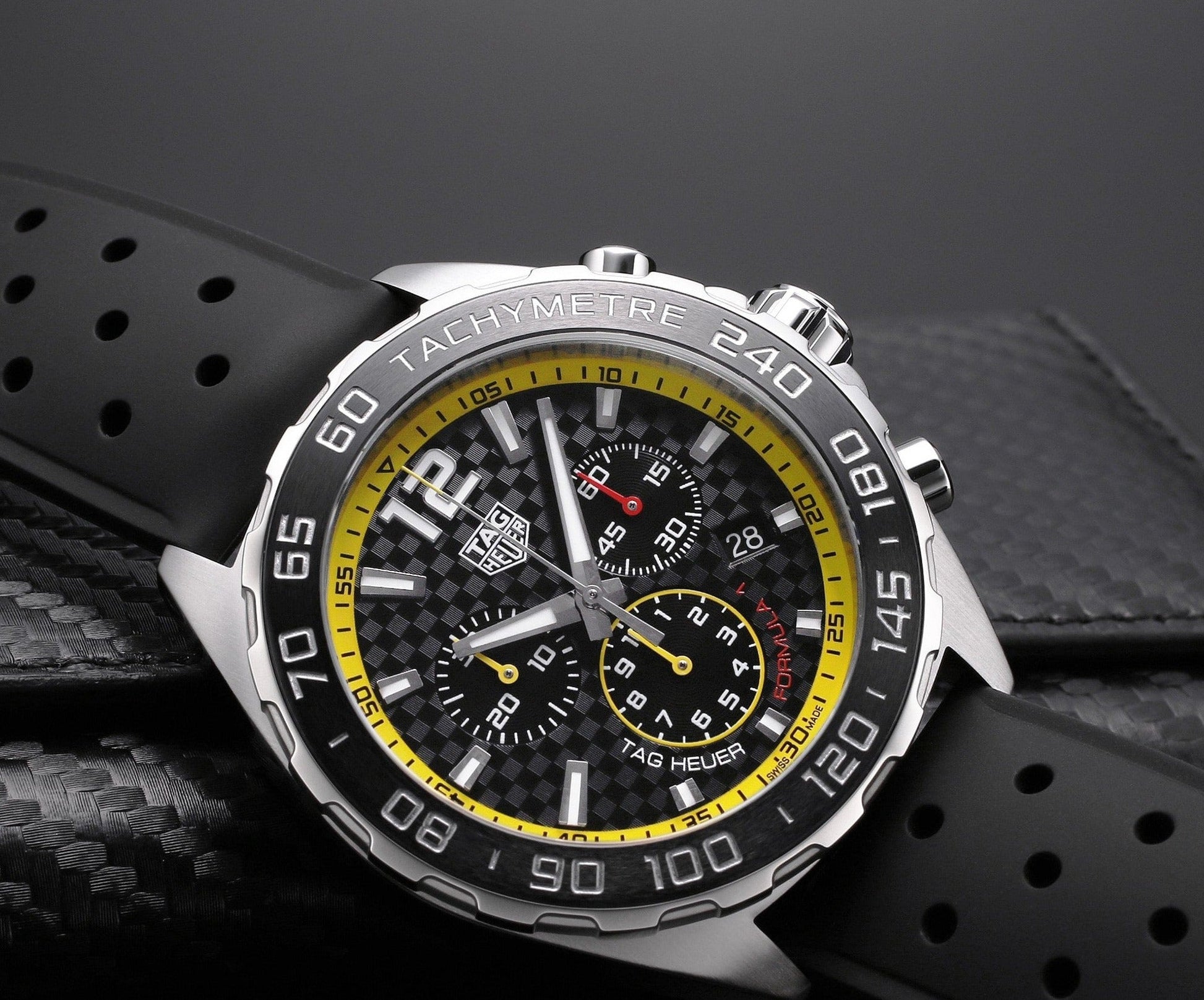 Tag Heuer Formula 1 Chronograph Black Dial Black Rubber Strap Watch for Men - CAZ101AC.FT8024