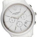 Emporio Armani Ceramica Chronograph White Dial White Steel Strap Watch For Men - AR1453