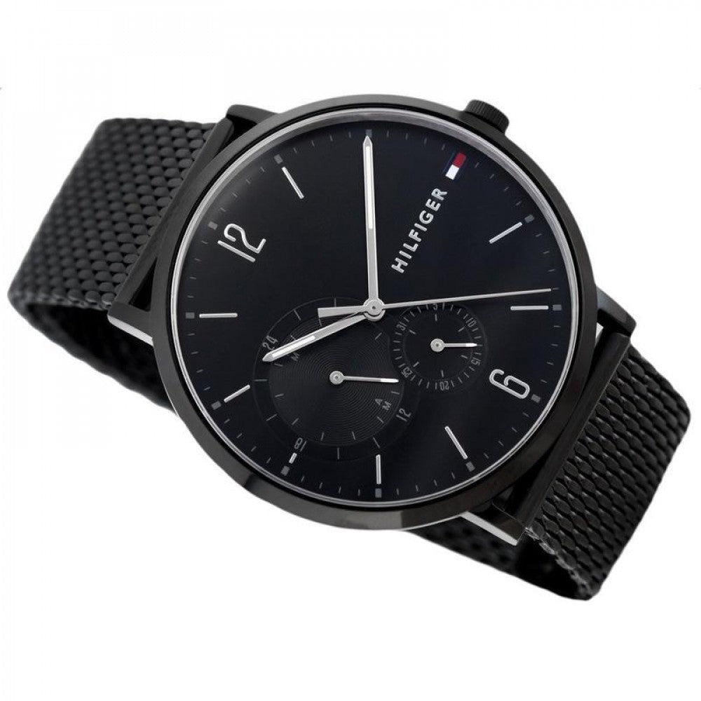 Tommy Hilfiger Brooklyn Black Dial Black Mesh Bracelet Watch for Men - 1791507