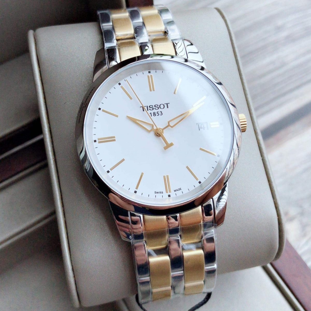 Tissot T Classic Dream White Dial Two Tone Steel Strap Watch for Men - T033.410.22.011.01