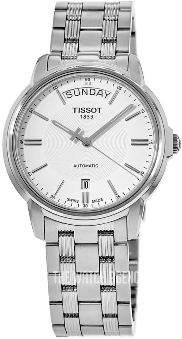 Tissot T Classic Automatic III Day Date White Dial Silver Steel Strap Watch for Men - T065.930.11.031.00