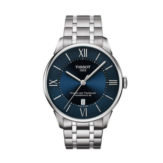 Tissot Chemin Des Tourelles Powermatic 80 Blue Dial Silver Steel Strap Watch for Men - T099.407.11.048.00