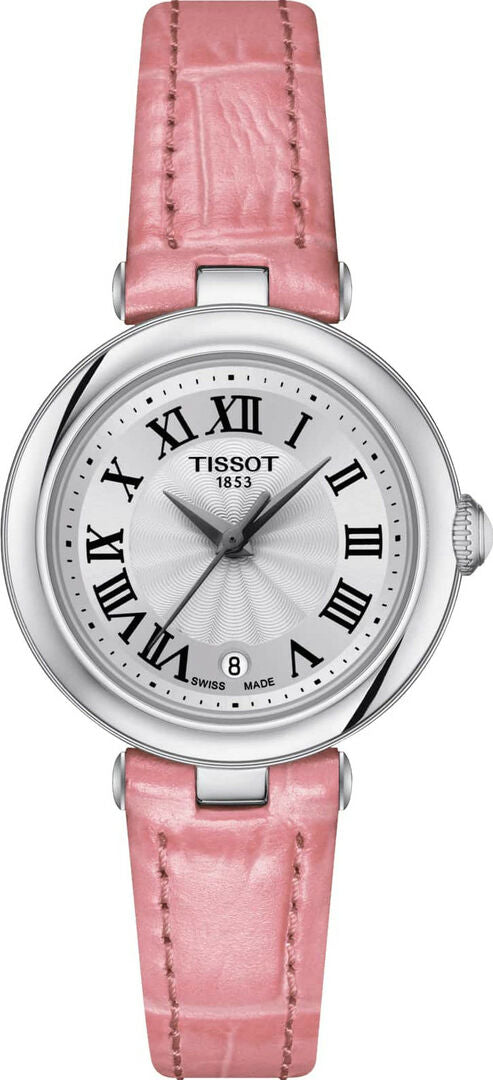 Tissot Bellissima Small Lady Silver Dial Pink Leather Strap Watch For Women - T126.010.16.013.01