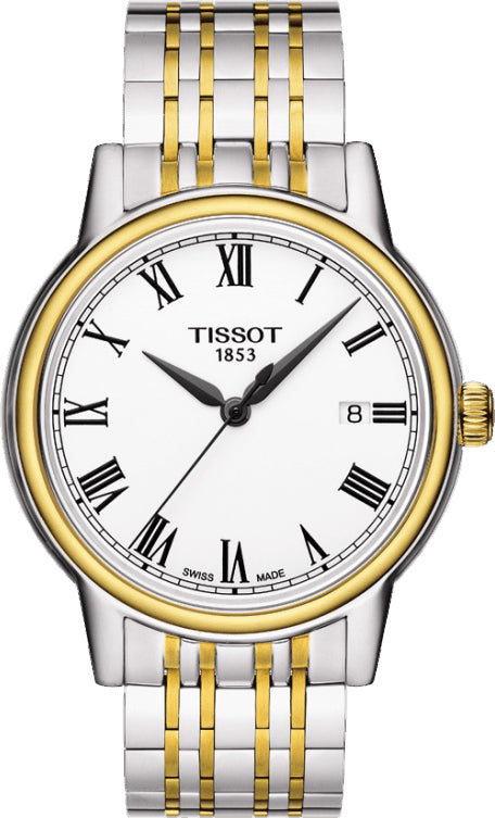 Tissot T Classic Carson Quartz White Dial Two Tone Steel Strap Watch for Men - T085.410.22.013.00