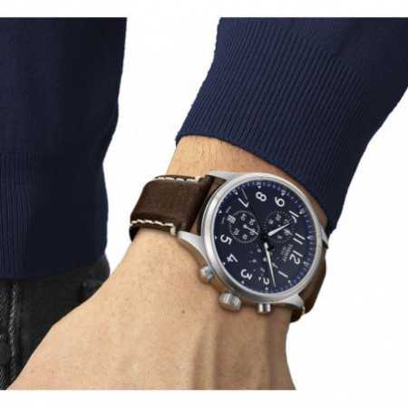 Tissot Chrono XL Vintage Blue Dial Brown Leather Strap Watch For Men - T116.617.16.042.00