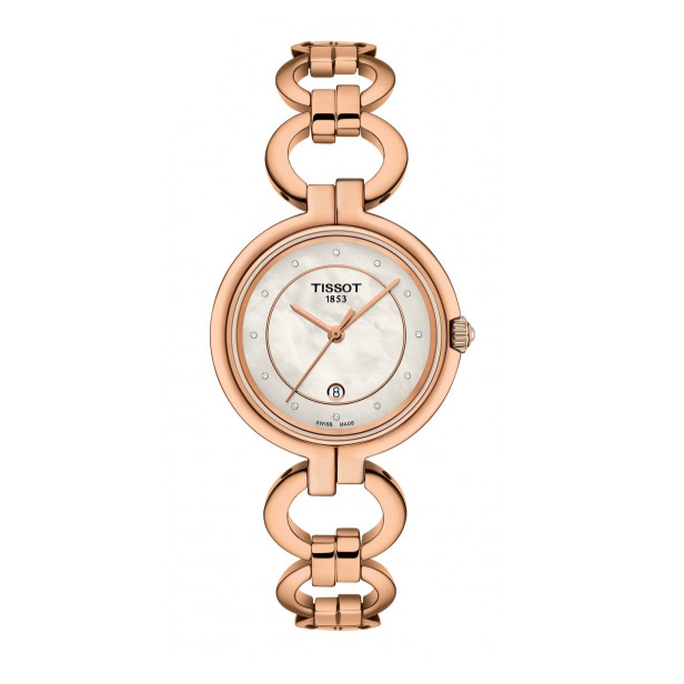 Tissot T Lady Flamingo Mother of Pearl Dial Rose Gold Steel Strap Watch for Women - T094.210.33.116.01