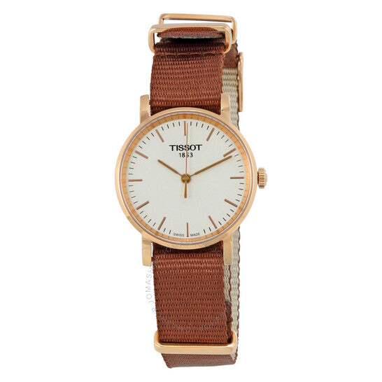 Tissot Everytime Desire White Dial Maroon NATO Strap Watch for Women - T109.210.37.031.00