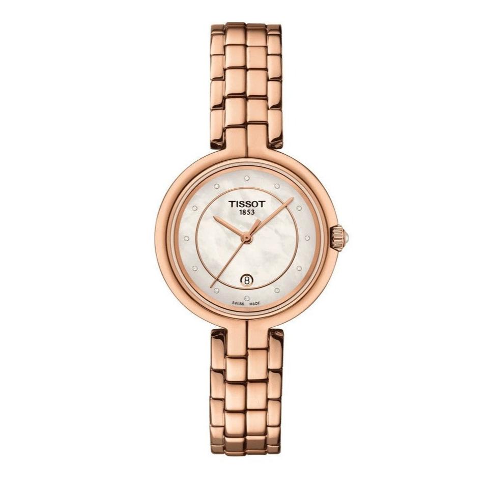 Tissot T Lady Flamingo Mother of Pearl Dial Rose Gold Steel Strap Watch For Women - T094.210.33.116.02