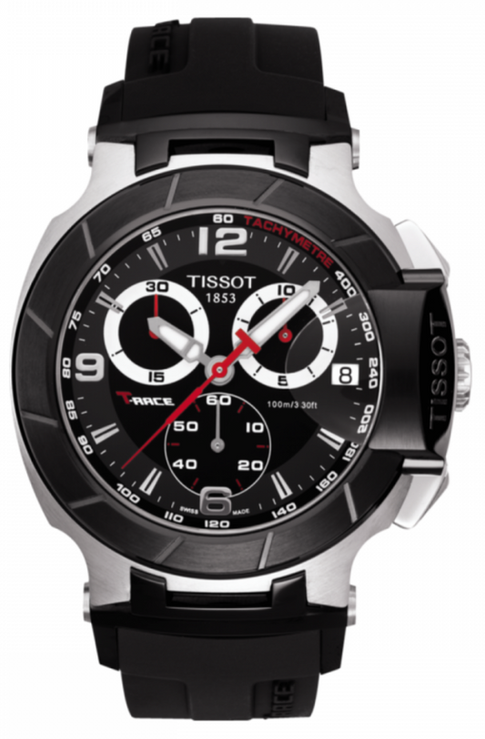 Tissot T Race Chronograph Black Dial Black Rubber Strap Watch for Men - T048.417.27.057.00