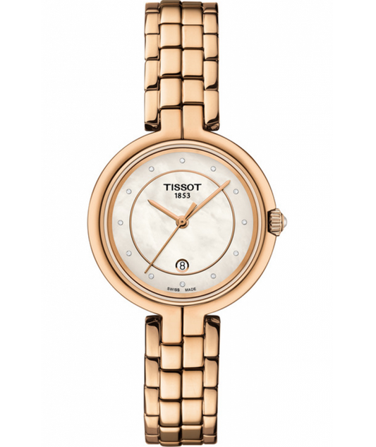 Tissot T Lady Flamingo Mother of Pearl Dial Rose Gold Steel Strap Watch For Women - T094.210.33.116.02