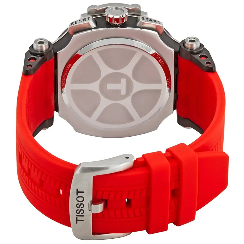 Tissot T Race Chronograph Black Dial Red Rubber Strap Watch For Men - T115.417.27.051.00