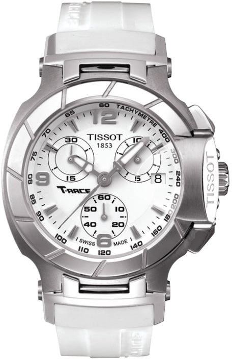 Tissot T Race Lady Chronograph White Dial White Rubber Strap Watch for Women - T048.217.17.017.00