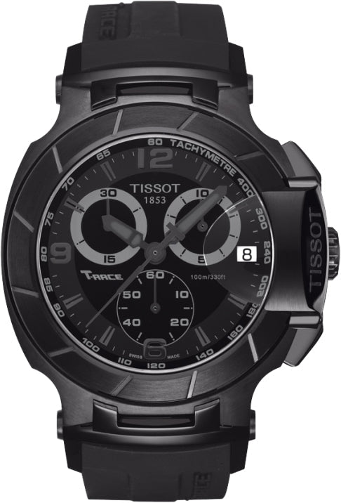 Tissot T Race Chronograph Black Dial Black Rubber Strap Watch for Men - T048.417.37.057.00