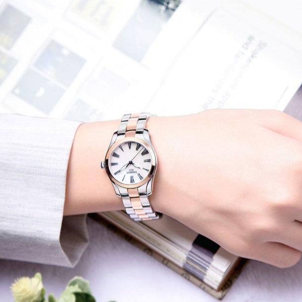 Tissot T Wave Mother of Pearl Dial Two Tone Steel Strap Watch For Women - T112.210.22.113.01