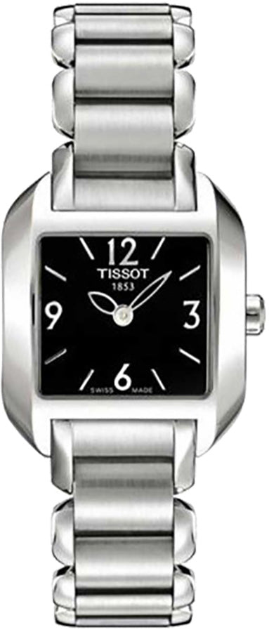 Tissot T Wave Black Dial Silver Steel Strap Watch for Women - T02.1.285.52