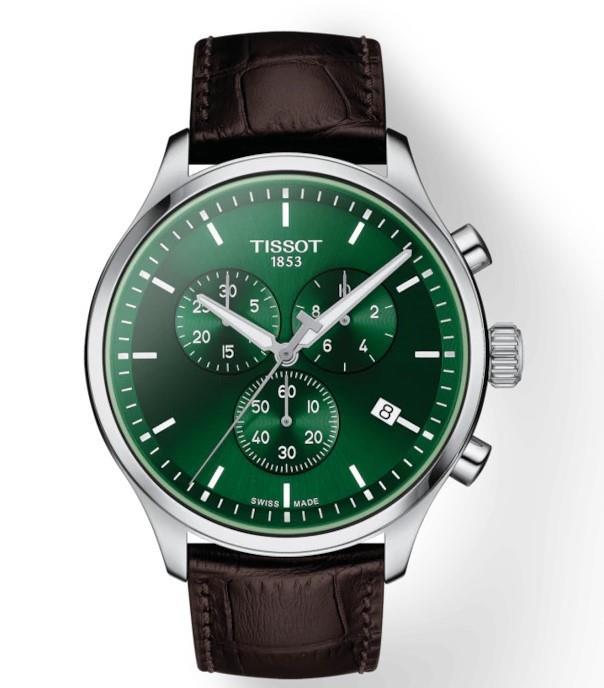 Tissot Chrono XL Classic Chronograph Green Dial Brown Leather Strap Watch For Men - T116.617.16.091.00