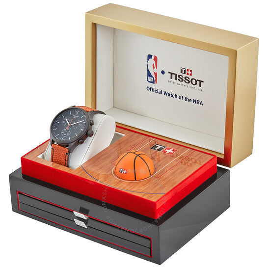 Tissot Chrono XL NBA Special Edition Black Dial Brown Leather Strap Watch for Men - T116.617.36.051.12