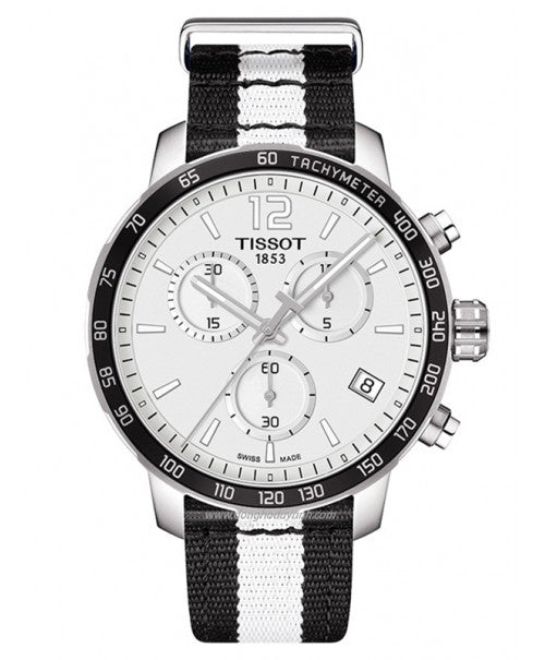 Tissot Quickster Chronograph NBA San Antonio Spurs Edition White Dial Two Tone NATO Strap Watch for Men - T095.417.17.037.07