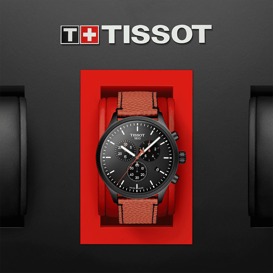 Tissot Chrono XL NBA Special Edition Black Dial Brown Leather Strap Watch for Men - T116.617.36.051.12