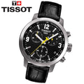 Tissot PRC 200 Black Leather Strap 42mm Chronograph Watch For Men - T055.417.16.057.00