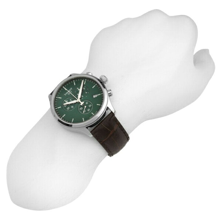 Tissot Chrono XL Classic Chronograph Green Dial Brown Leather Strap Watch For Men - T116.617.16.091.00