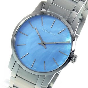 Calvin Klein City Mother of Pearl Blue Dial Silver Steel Strap Watch for Women - K2G2314X