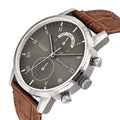 Tommy Hilfiger Kane Grey Dial Brown Leather Strap Watch for Men - 1710398